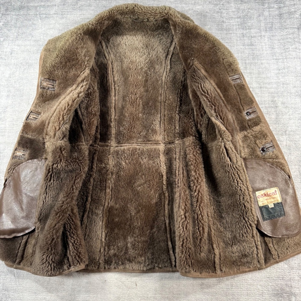 Oakleaf Leatherwear Jacket Women 38 Brown Suede Penny Lane Boho Shearling Coat - Picture 6 of 14